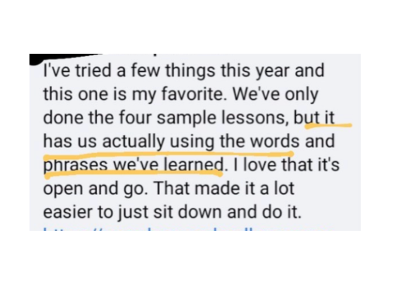 Parent review screenshot